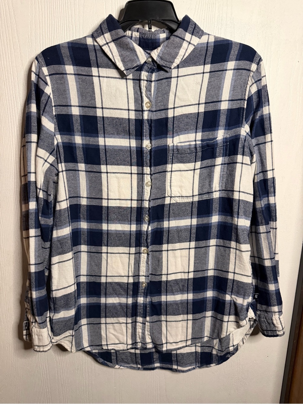 GAP Navy and White Plaid Button-Down Shirt